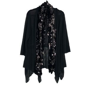 Alberto Makali Women's Black‎ Sequin Asymmetrical Vintage 90s Cardigan Size XL